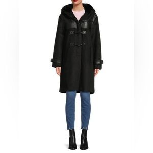NWT REBECCA MINKOFF Faux-Leather Yoke Toggle Coat
